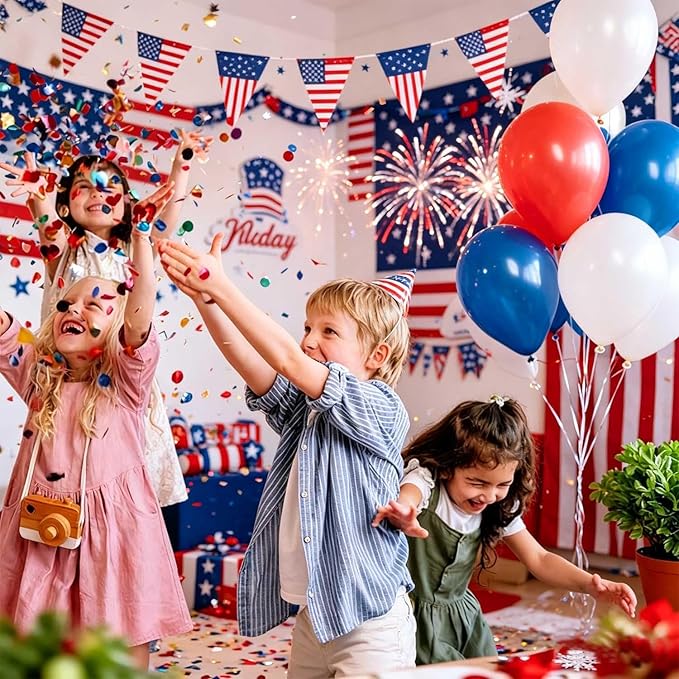 Red White and Blue Round Foil Metallic Confetti for Fill Balloons, Wedding, Birthday, Christmas Party, Festival Decoration(8000PCS)