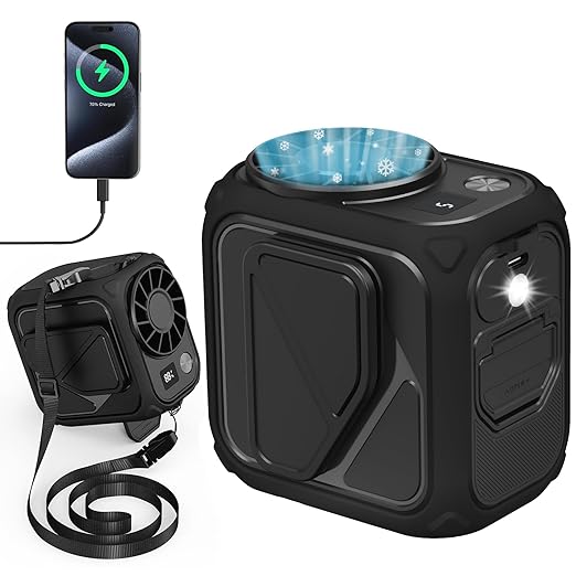 Portable Waist Fan Rechargeable 10000mAh, 5 Speeds 13000RPM Strong Airflow Personal Waist/Neck/Clip Fan, Works Up to 20H, USB Charging Small Mini Cooling Handheld Fans for Camping, Outdoor, Jobsite