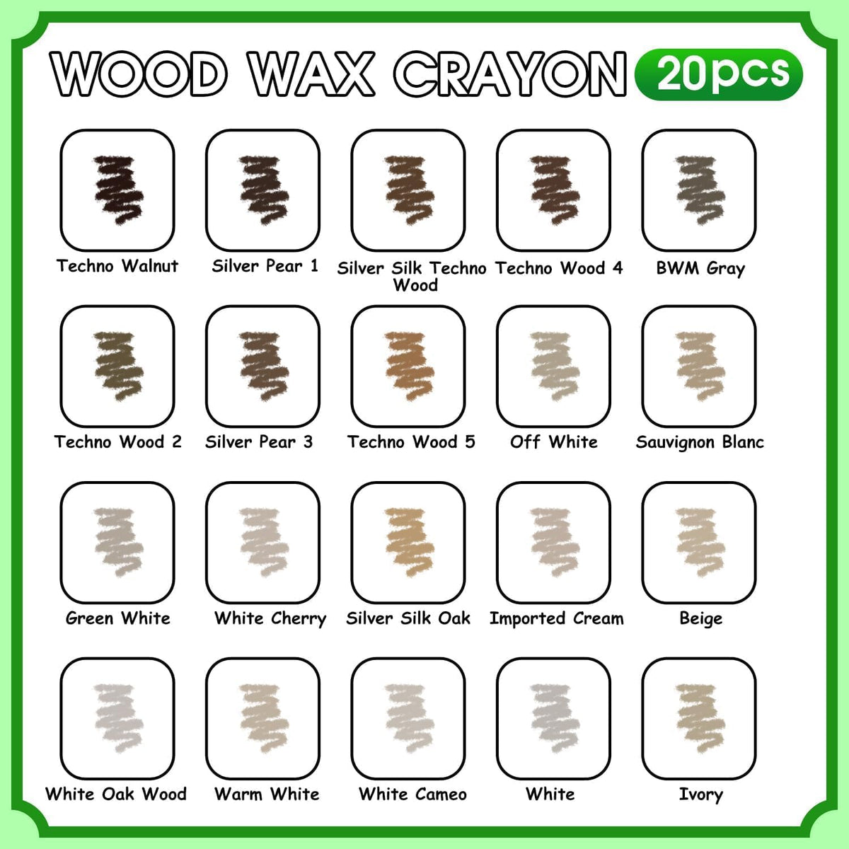 Furniture Markers Touch Up, 20 Colors Wood Filler Sticks, Wood Wax Crayons for Repairing Scratches, Scuffs, Cracks, Holes on Furniture, Floors, Cabinets, Tables, and Doors - Wood Veneer Series