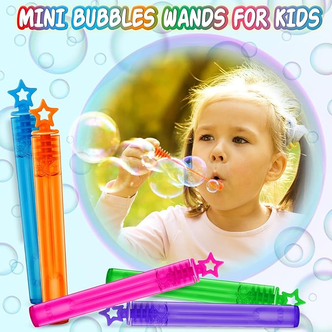 360 Pcs Mini Bubble Wands in 10 Colors, Bulk Party Favors for Kids, Themed Birthday, Christmas, New Year, Valentine, Carnival, School Classroom Prizes for Boys & Girls, Ideal Goodies Bags Stuffers