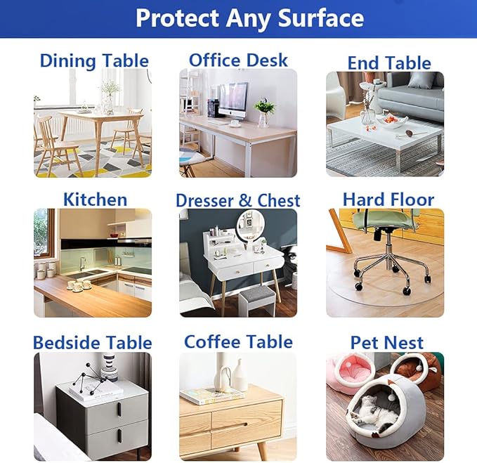 Clear Plastic Office Desk Blotter Keyboard Pad Computer Mat Table Protector Tablecloth Wooden Furniture Coffee Glass End Side Top Protection Cover Waterproof Wipeable Rectangular PVC Vinyl 16x36 inch