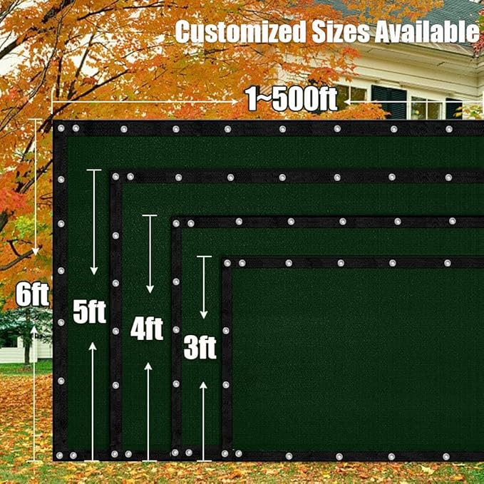 LITA 3' x 196' Garden Privacy Fence Screen Cover (HDPE) UV Protection Weather-Resistant Heavy Duty Shade Cover for Deck, Patio, Backyard, Outdoor Pool, Porch, Railing, Dark Green, Customizable