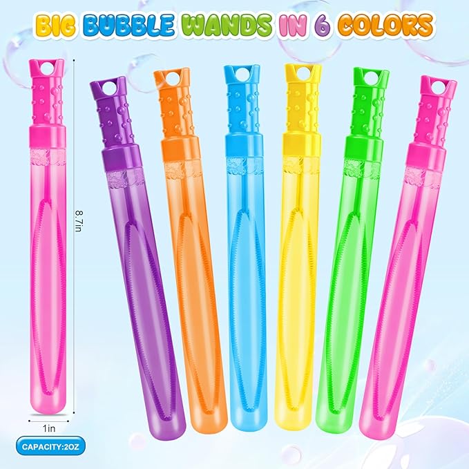 AuroTops 36 Pcs Bubble Wands Bulk,Giant Bubble Wand Big Bubbles Party Favors for Kids Birthday Gifts for Boys Girls Toys,Ideal for Carnival,Wedding,Classroom Prizes,Easter,Summer,Halloween,6 Colors