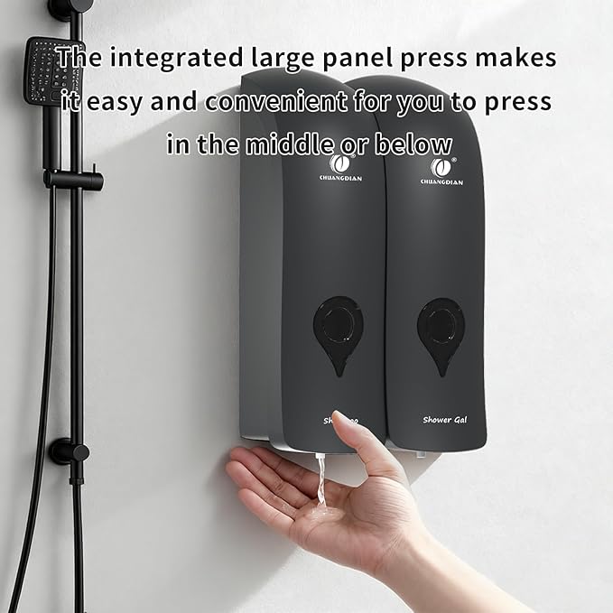 Shampoo and Conditioner Dispenser, Bathroom soap Dispenser Set of 2 Black, Wall-Mounted Shower Soap Dispenser 300ml, Refillable Bathroom soap Dispenser for Bathroom,Kitchen,Hotel and Airbnb