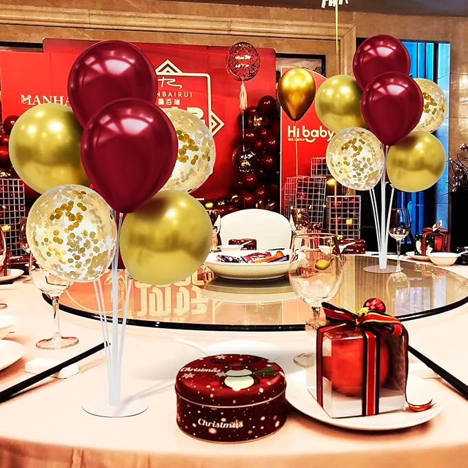 ZJDHPTY Red and Gold Party Decorations,4 Set Balloon Stand with Pump and Red Gold Balloons for 49ers Party Birthday Lunar New Year Christmas Valentine Wedding Graduation Prom Party Supplies