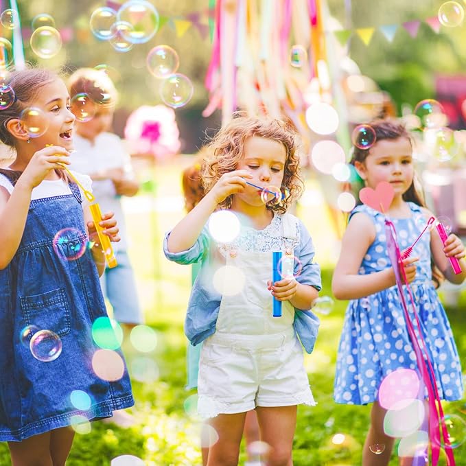 Bubble Wand, 300 Pieces Mini Bubble Wands Bulk in 10 Colors, Bubbles Party Favors Bulk for Kids, Summer Toys for Girls & Boys, Carnival Prizes, Themed Birthday, Wedding, Indoor Outdoor Activity