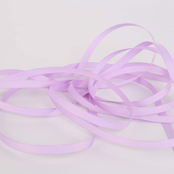 Ribbonitlux 1/4" Wide Solid Grosgrain Ribbon 25 Yards (430-Lavender）, Set for Gift Wrapping, Party Decor, Sewing Applications, Wedding and Craft
