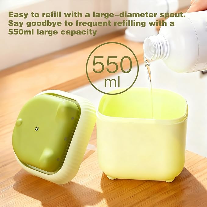 dishsoap Dispenser for Kitchen Sink, Push-Button Soap Dish,18oz / 550ml pomo para detergente de cocina，for Bathroom, Kitchen, Hotel, Office, Home and Commercial Places (Green)