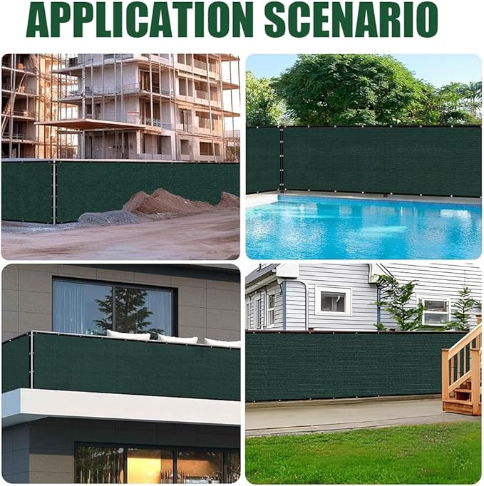 LITA 5' x 5' Garden Privacy Fence Screen Cover (HDPE) UV Protection Weather-Resistant Heavy Duty Shade Cover for Deck, Patio, Backyard, Outdoor Pool, Porch, Railing, Dark Green, Customizable