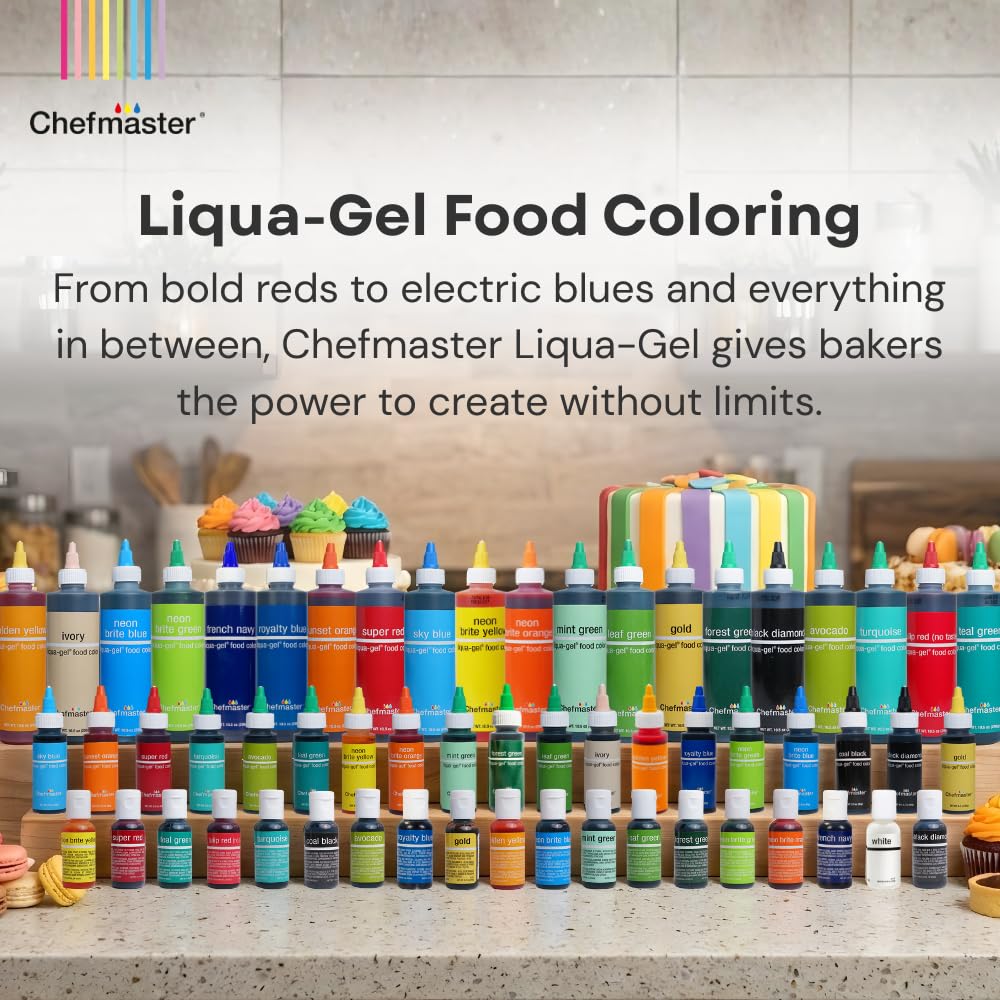 Chefmaster Sunset Orange Liqua-Gel® Food Coloring | Vibrant Color | Professional-Grade Dye for Icing, Frosting, Fondant | Baking &amp; Decorating | Fade-Resistant | Easy-to-Use | Made in USA | 2.3 oz
