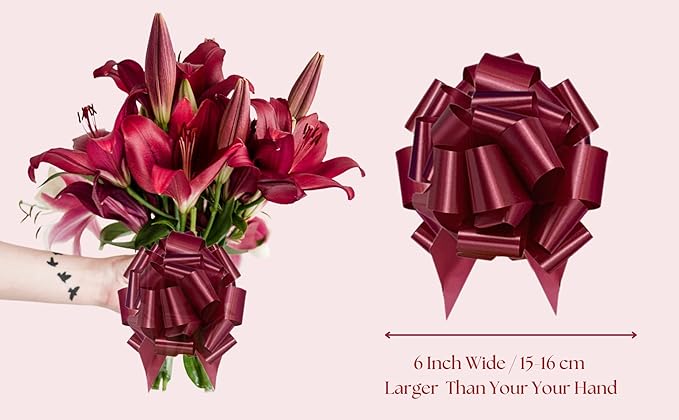 UNIQOOO 48Pcs 12 Color Christmas Gift Pull Bows, Large 6 Inch Assorted Christmas Bows for Gift Basket Bag Box Wrapping Decor, Valentine's Day, Birthday, Anniversary, Wedding, Florist Packaging