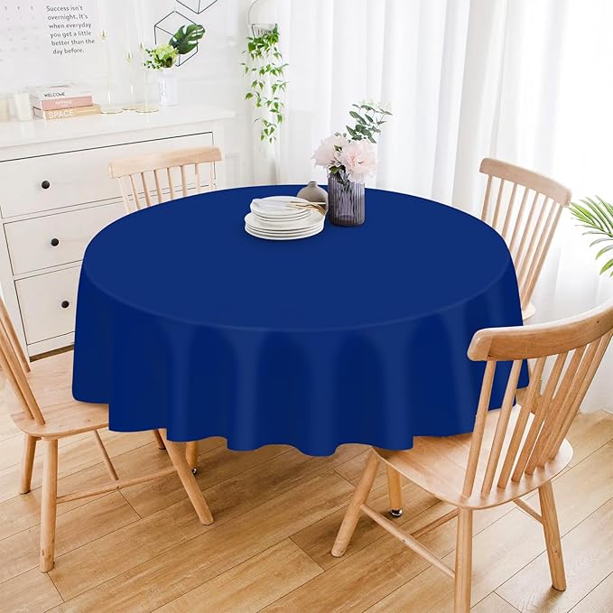 Mulbozy 12 Pack Navy Blue Round Tablecloth, 84 Inches Plastic Table Cover, Premium Disposable Round Party Tablecloth for Restaurant Dinners, Wedding, Grad Party, Baby Shower, Outdoor Camping