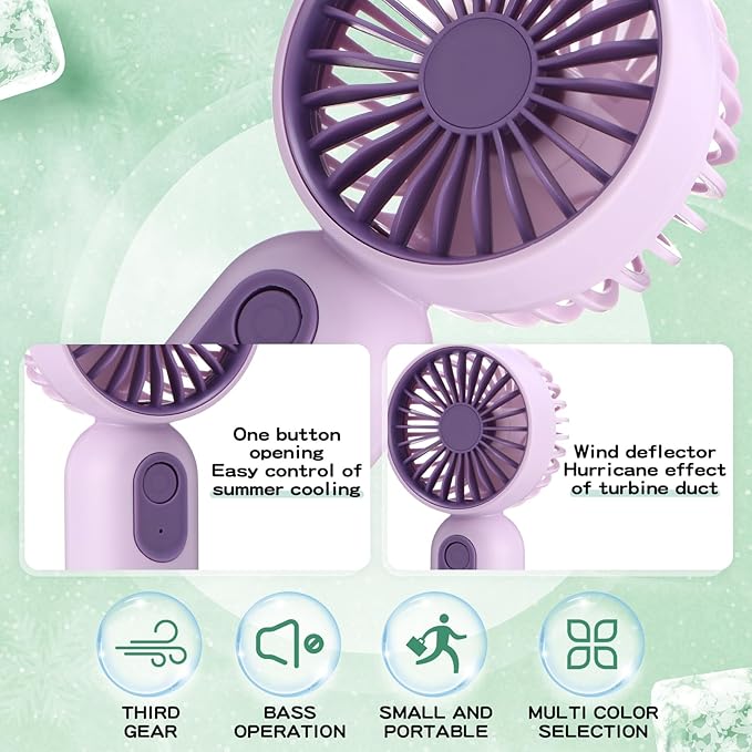 Rossesay 24 Pack Mini Portable Fan Bulk for Travel 3 Speeds, Rechargeable USB Battery Operated, Small Handheld Personal Eyelash Fans for Women Men Indoor Outdoor(Multicolor-1)