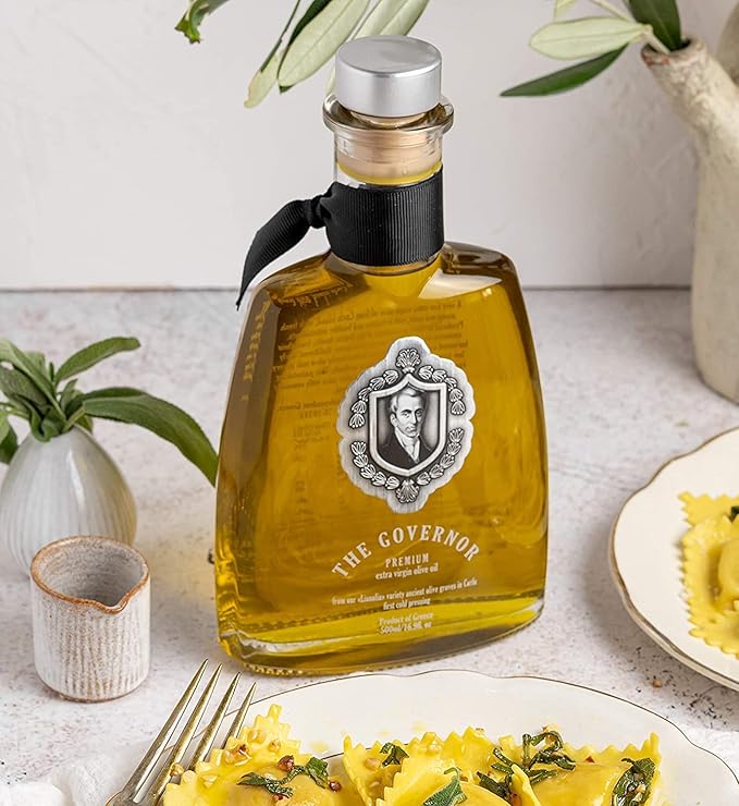 The Governor Premium Extra Virgin Olive Oil - Unfiltered, Cold-Pressed, Single Origin Lianolia - Peppery, Robust, Floral, Fruity Notes