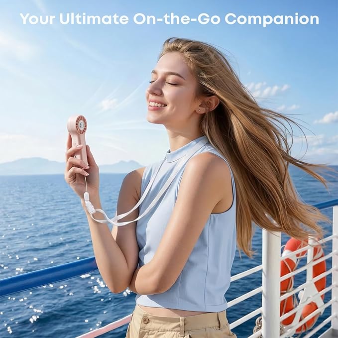 DREAMME Mini Handheld Fan, Sweetfull Mini Portable Fan, 4-Speed Personal Small Fan, Cute Pocket Lash Fan, Rechargeable Operated Cooling Fan for Travel, Cruise Ship Essentials, Eyelash, Makeup, Pink