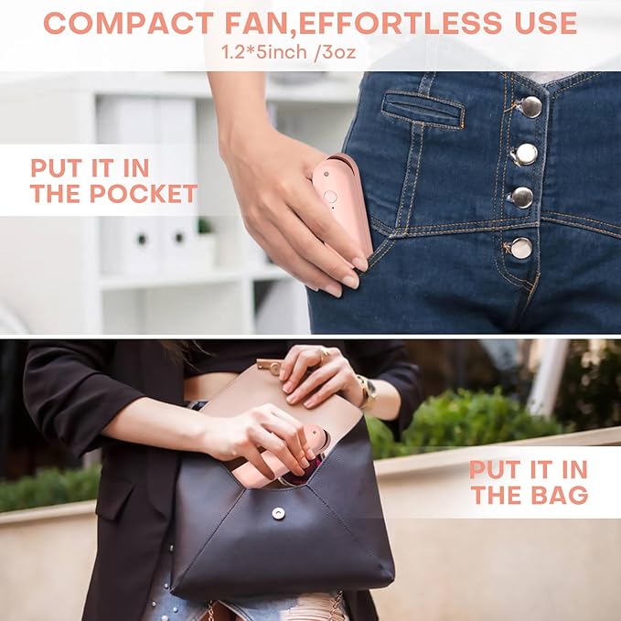 Portable Mini Handheld Fan, Small Rechargeable Personal Fan with Pocket Power Bank Design for Travel/Women Gifts/Disney World Accessories/Theme Park Essentials