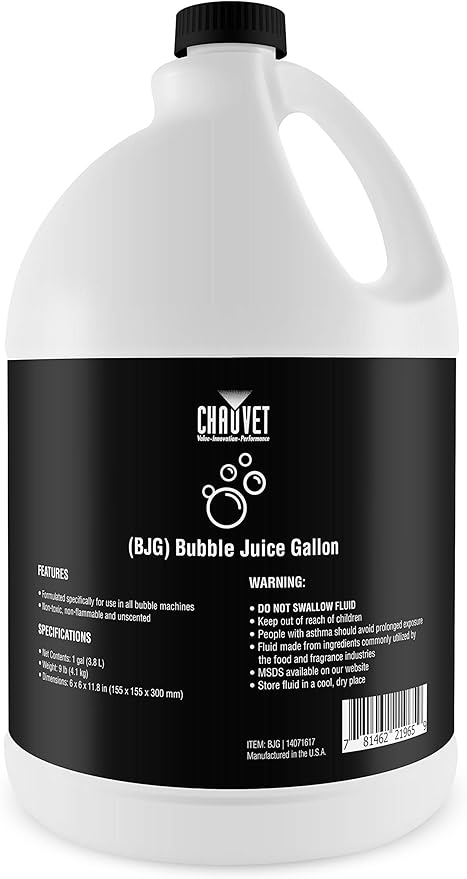 CHAUVET DJ – BJG Bubble Juice Gallon | Professional Bubble Fluid for High-Flying Bubble Output | Non-Toxic and Non-Staining Formula | Designed for Use with CHAUVET DJ Machines