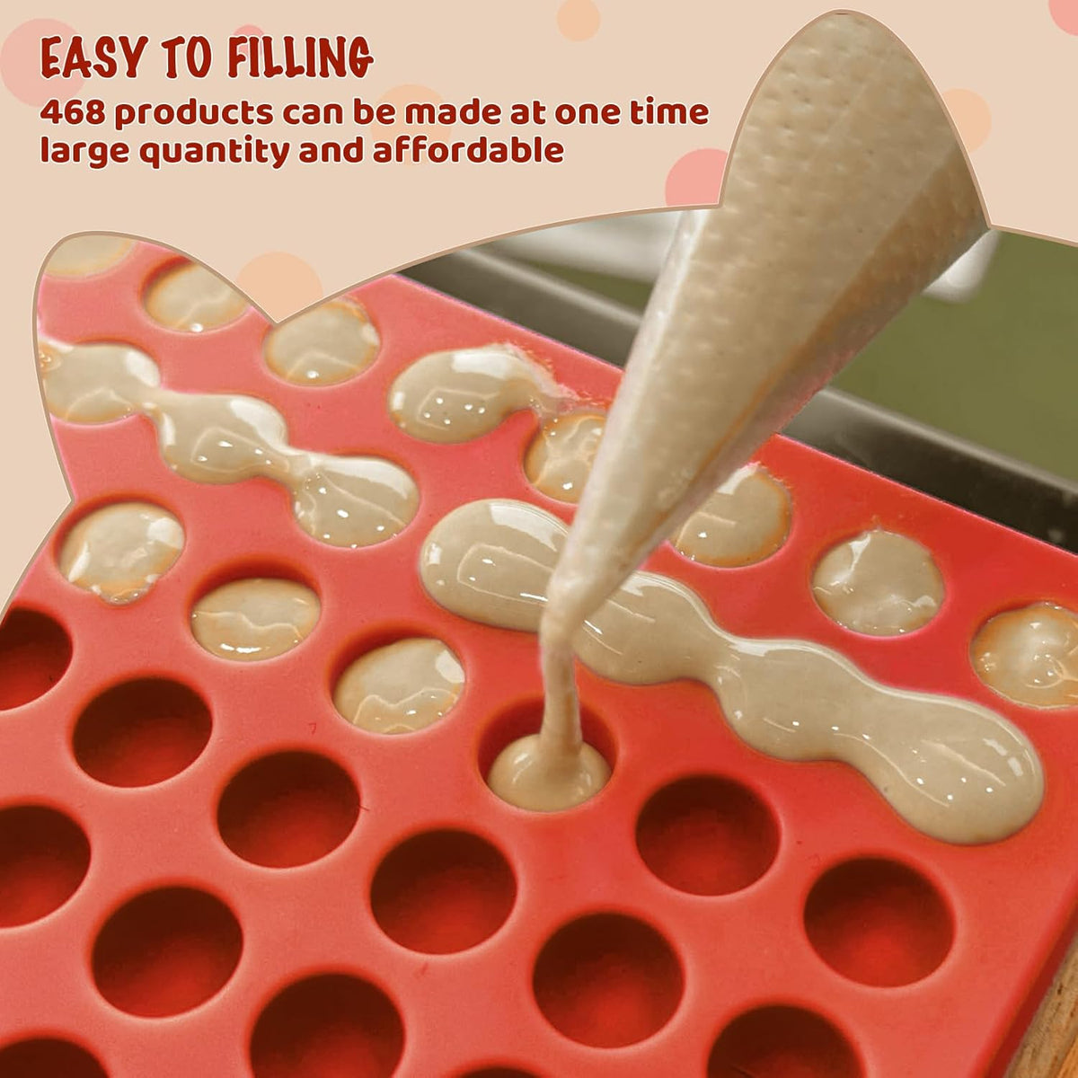 Hknmtt Silicone Mini Round Shape Molds, 468 Cavities Tiny Semi Sphere Baking Sheet Dog Treats Molds Candy Freezer Oven Safe Homemade Dog Treats Kit
