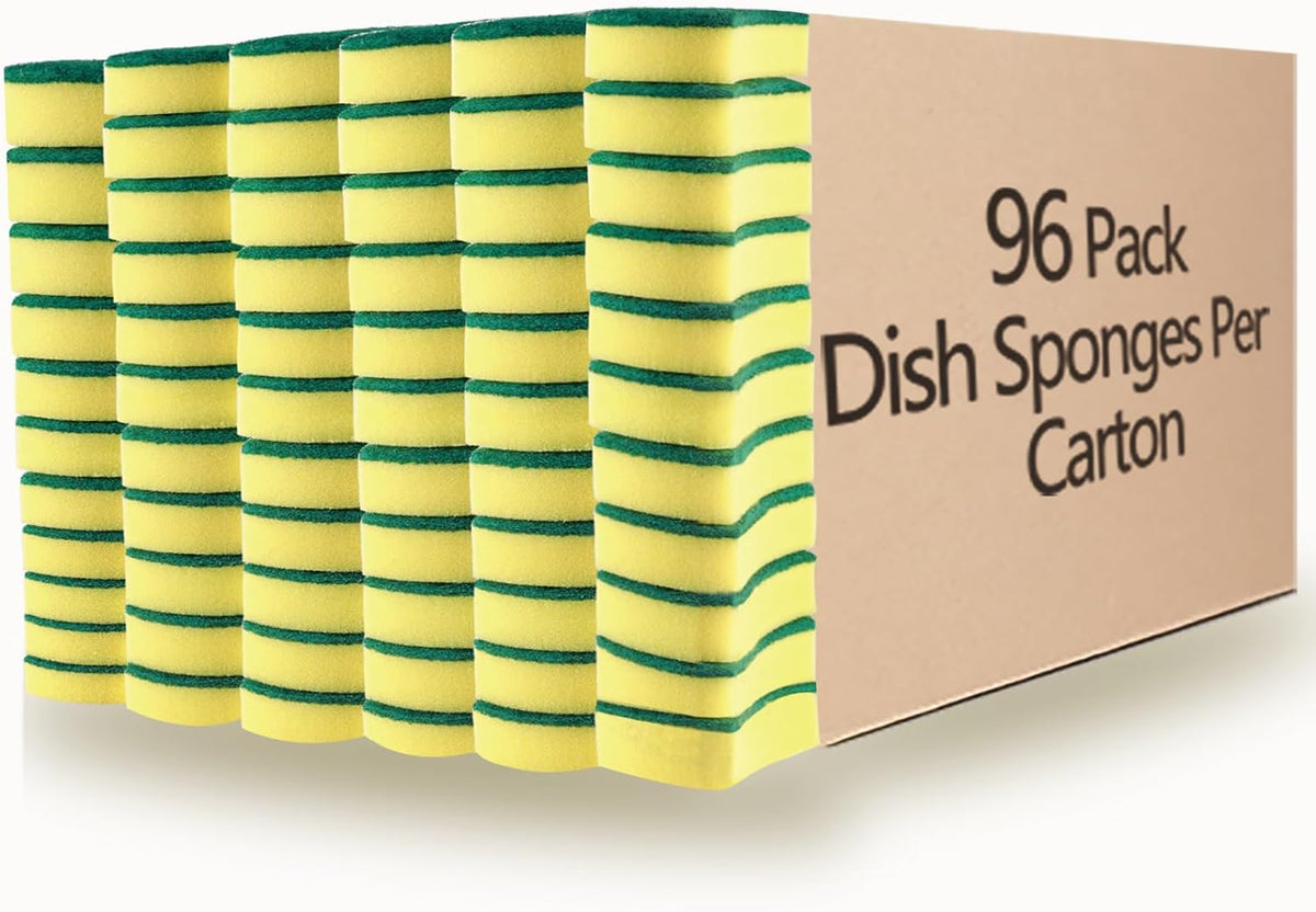 Kitchen Cleaning Sponges,96 Pack Eco Non-Scratch for Dish,Scrub Sponges