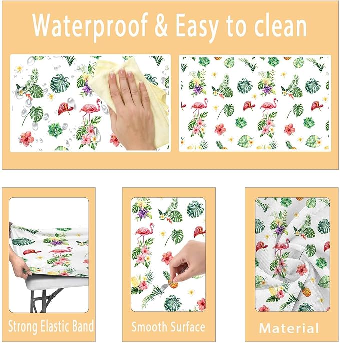 Picnic Table Cover with Bench Covers and Bag, Summer Outdoor Waterproof Windproof Tablecloth with Elastic Edges, Camping Accessories RV Gear Campers 60x30 Inches 3 Pcs Set, White