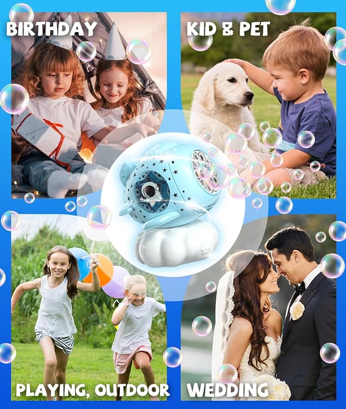 Bubble Machine - Bubble Maker for Kids with Larger Bubbles Design, USB-C Rechargeable, 600ml Capacity, LED Light - Bubble Toys Gifts Ages 3+ for Boys, Girls, Outdoor, Birthday, Party