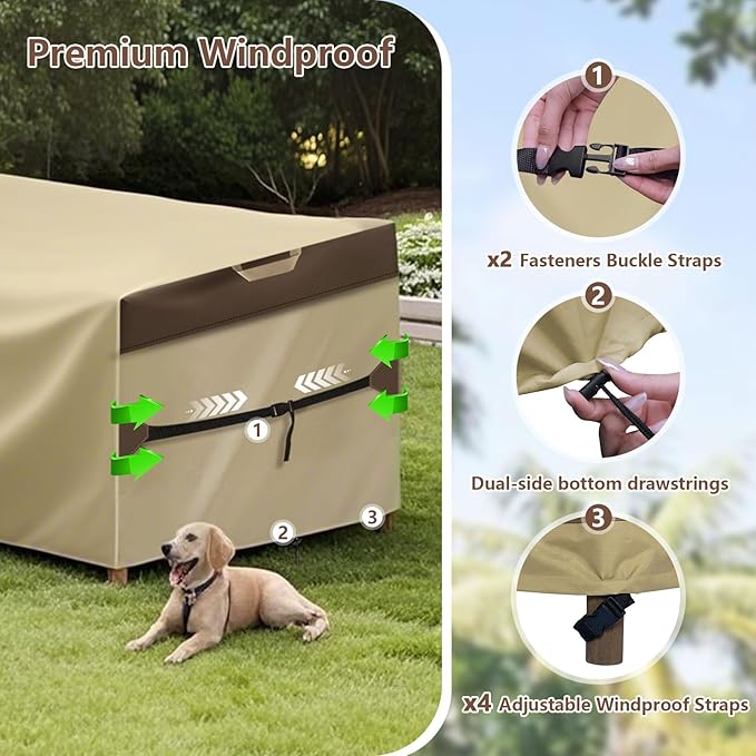 Outdoor Patio Furniture Cover - Heavy Duty Waterproof 600D Tough Canvas Protector for Square Table Cover, All-Season Dining Table and Chair Cover (94L x 94W x 28H Inch)