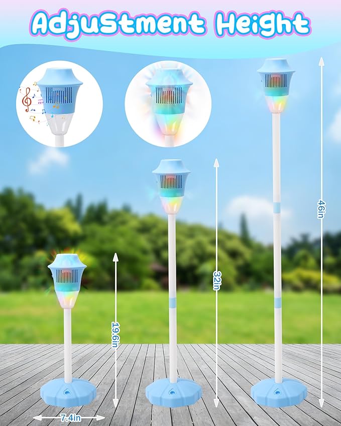 Automatic Bubble Machine for Kids,Standing Torch Bubble Maker with Light/Music for Toddlers, Height Adjustable Up 21 to 47 Inches,Pecfect for Birthday and Outdoor Party, Gifts