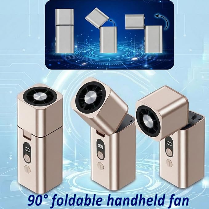 Metal Portable Mini handheld fan 1-100 speed 15000RPM,Rechargeable Pocket Personal Handheld Turbo Fan 5000mAh with Flashlight,Small Hand Held Fan for Travel Camping Beach,Gifts for Women (Gold)