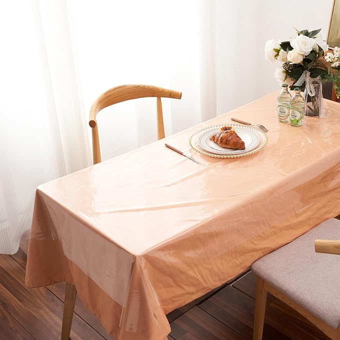 Clear Plastic Tablecloth Protector Rectangle 70x126 inch Waterproof Oilproof Stain Resistant Wipeable Table Cover for Dining Tables