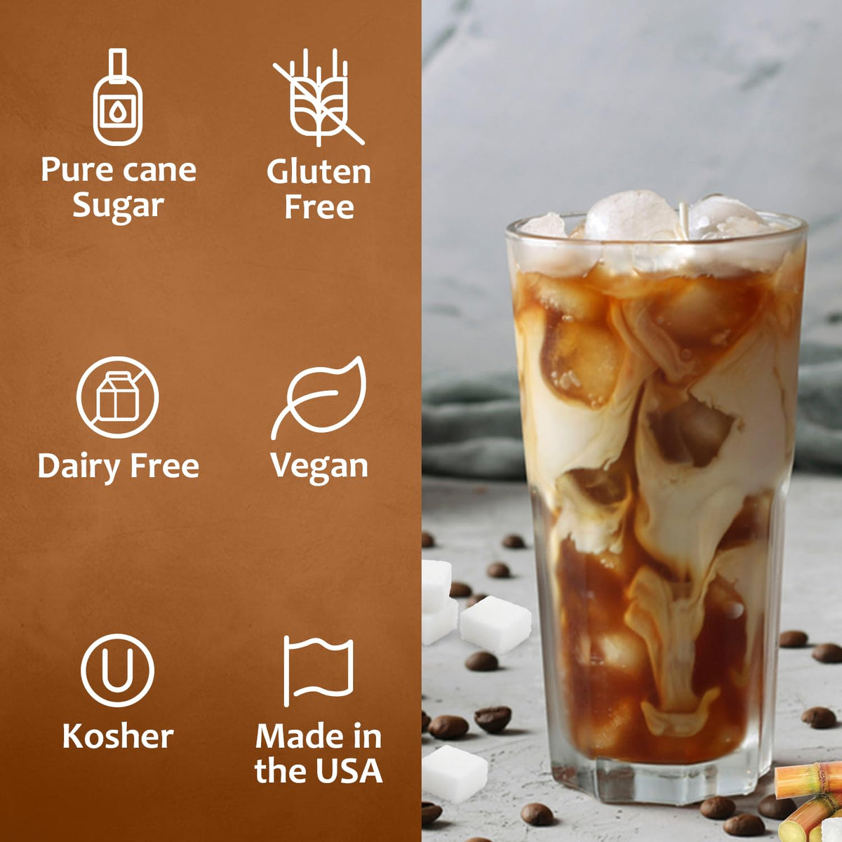 Syruvia Cane Sugar Sweetener Coffee Syrup - 25.4 fl oz. Premium Coffee Flavoring Syrup. Kosher and Gluten-Free. Perfect for Enhancing Drinks, Sodas