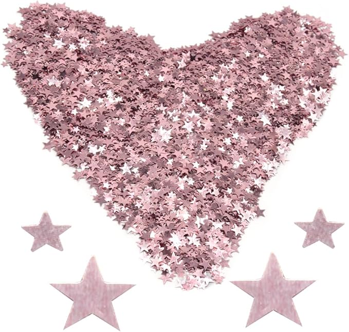 60g/2.1oz Glitter Star Confetti 6/10mm Metallic Foil Stars Sequin Holographic Stars Table Confetti for Party,Wedding,Birthday Decorations(Rose Gold/XX-MGJ)