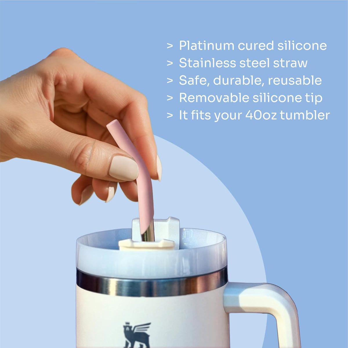 purifyou 14.5" Extra Long Stainless Steel Drinking Straws with Silicone Tips, Reusable Metal Straws for Tumblers, Smoothies