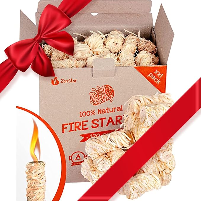 Zorestar Fire Starters XXL 120 pcs - Firelighters for Indoor and Outdoor Use, Compatible with Solo Stove, Green Egg and Other firepits and BBQs - Box of 100% Waterproof Firestarters