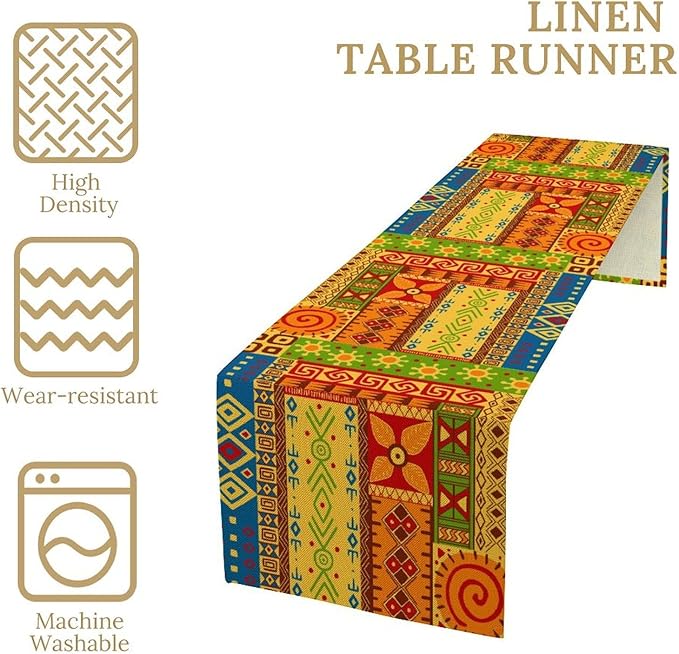 African Totems Table Runner, African American Kwanzaa Black History Month Juneteenth Table Runner for Home Kitchen Dining Holiday Party 13x60in