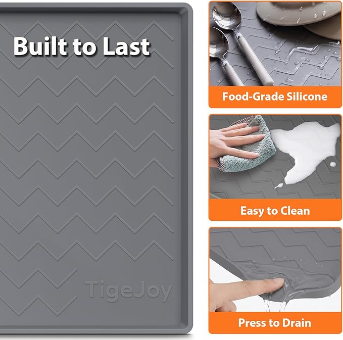 TigeJoy 28" x 19" Under Sink Mats for Kitchen Waterproof, Leak-Proof Silicone Mat Sink Protector and Cabinet Liner, Kitchen Essentials Organizer and Storage, Boot or Shoe Tray, Pet Feeding Mat