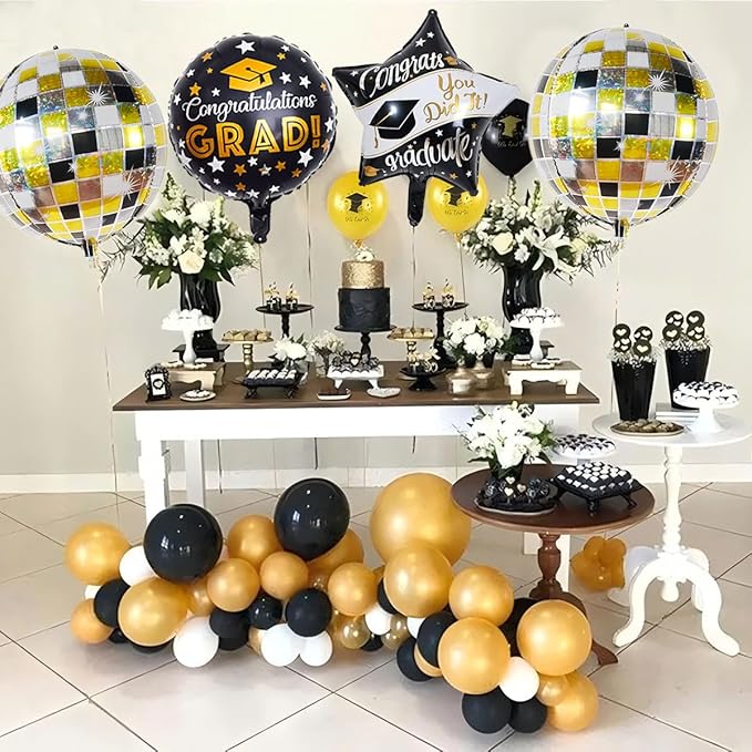 6Pcs Graduation Balloons Congrats Grad Balloons Class of 2026 Balloon for College High School Graduation Party Decorations