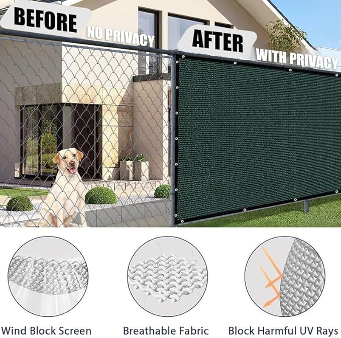 Petgrow Fence Privacy Screen 5FT X 47FT– Heavy Duty (HDPE) Outdoor Shade Mesh Cloth, 90% Blockage Fencing Shade Net Cover for Garden, Backyard, Balcony & Swimming – UV Protection, Windproof
