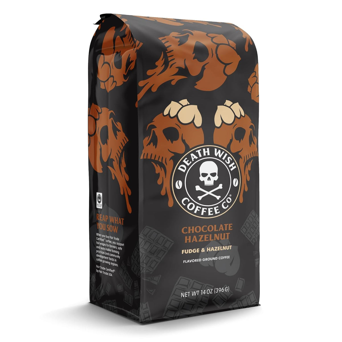 Death Wish Coffee - Chocolate Hazelnut Ground Coffee, Fair Trade (14 oz)