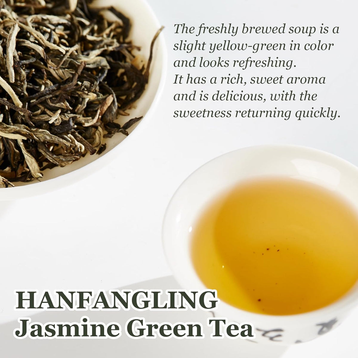 Hanfangling Jasmine Green Tea - Premium Loose Leaf Tea with Natural Jasmine Flowers, 100% Natural, Aromatic & Refreshing, 1.76oz