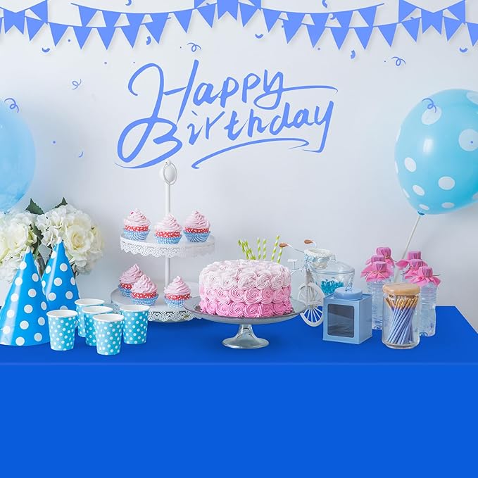 32 Pack Blue Plastic Tablecloth for Rectangle Tables, Premium Decorative Royal Blue Disposable Table Cloths for Parties, Rectangle Party Table Cover for Birthday, Wedding, Anniversary, 54 x 108 Inch