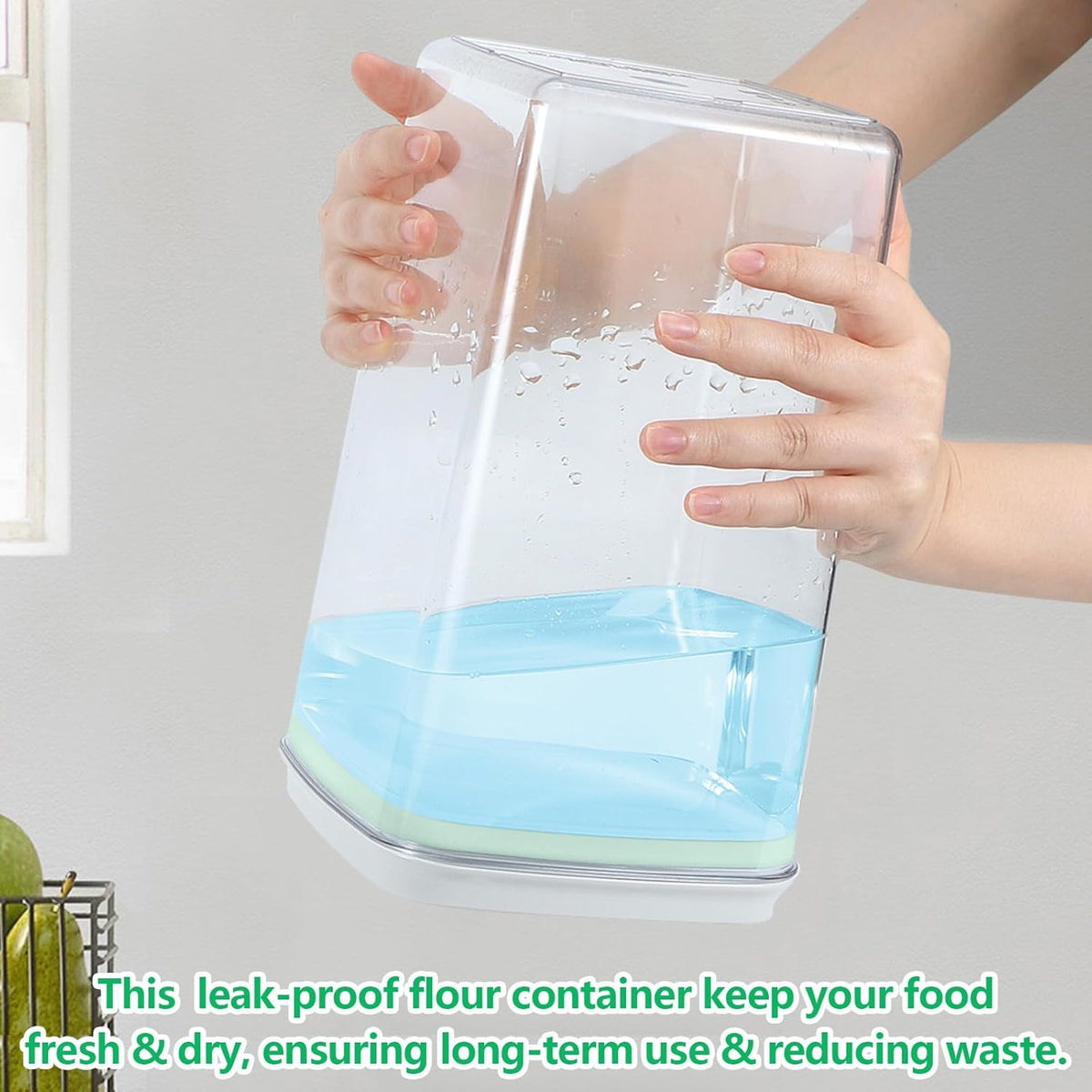 Airtight Flour Rice Storage Container with Pop-up Lid - 4.2 Qt Crystal-Clear Plastic Spaghetti Container