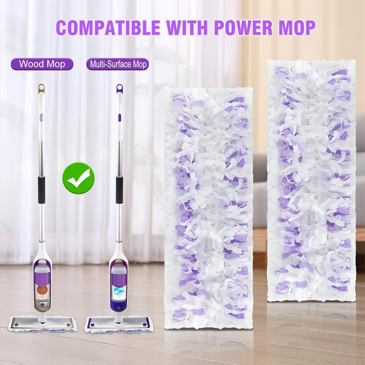 40 Count ‌Disposable Heavy-Duty Power Mop Pads Refills for Swiffer Power Mop,Replacement Floor Cleaning Refills, Non-Washable & Unscented, Compatible with Swiffer PowerMop (Quick-Absorb, No Residue)