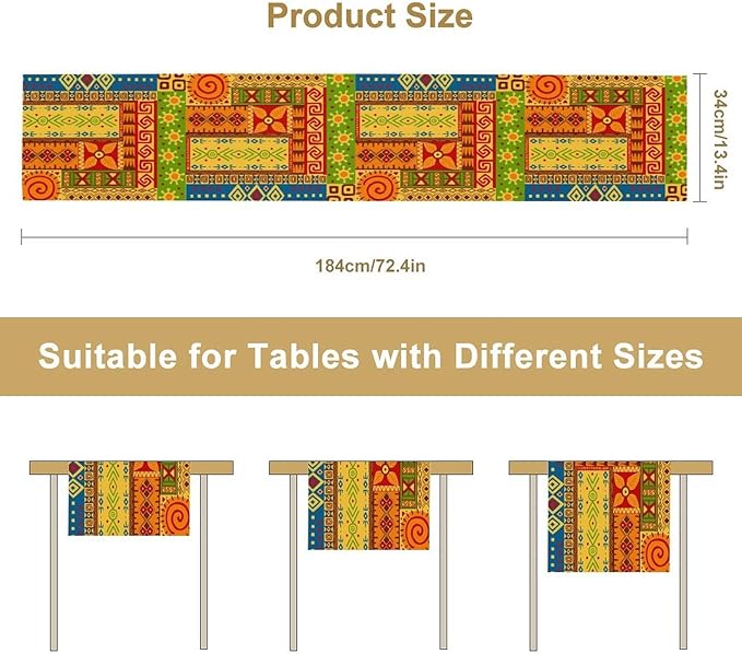 African Totems Table Runner, African American Kwanzaa Black History Month Juneteenth Table Runner for Home Kitchen Dining Holiday Party 13x70in
