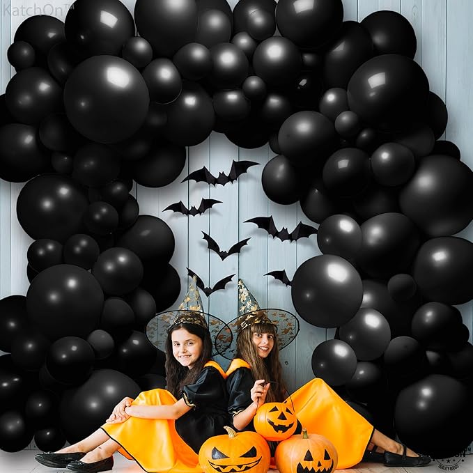 KatchOn, Black Balloons Arch Kit - Pack of 97 | Black Balloon Different Sizes for Birthday Decoration | Halloween Balloons for Halloween Decorations | Anniversary, New Year Decorations
