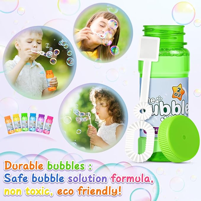 48 Pack Bubble Bottles with Wand in 6 Colors, Bulk Party Favors for Kids, Birthday, Christmas, New Year, Valentine, Carnival, School Classroom Prizes for Boys & Girls, Ideal Goodies Bags Stuffers