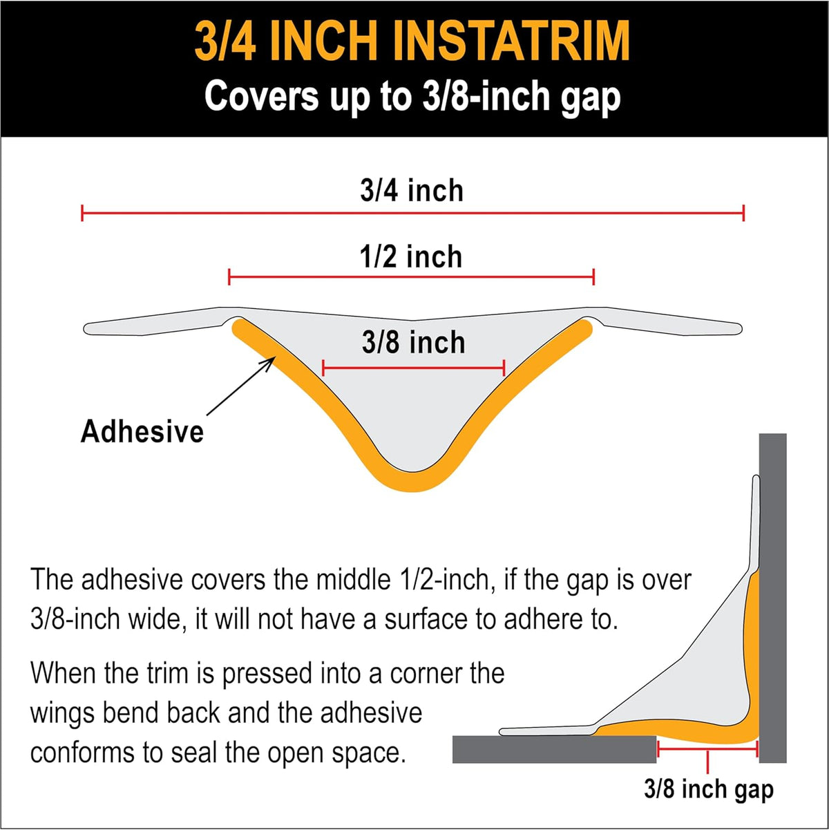 InstaTrim Bronze New & Improved Caulk Trim, 3/4" by 10 ft, Flexible, Water-Resistant for Bathroom, Floors, and Walls | Easy Installation | No Mess, Stain Resistant, Made in The USA