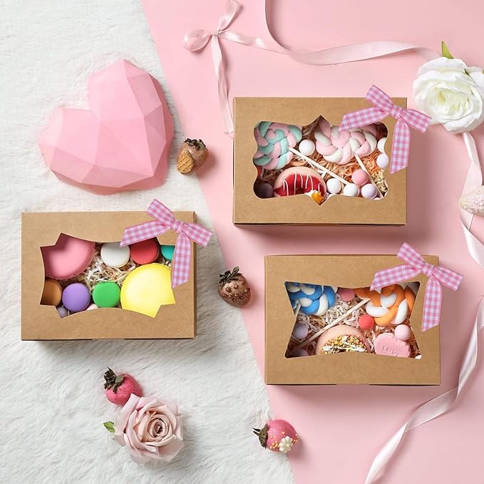 Meseey 100 Pcs 1.5 Inches Premade Gingham Craft Bows Self Adhesive Pink and White Plaid Satin Ribbon Bows for Treat Bags Gift Wrapping Basket Wedding Baby Shower Brithday Party(Pink and White Plaid)