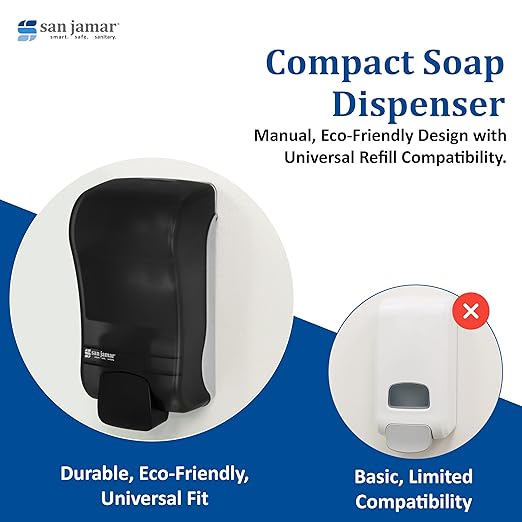 San Jamar SF1300TBK SF1300 Rely Manual Foam Soap Dispenser, 1300 mL, Black Pearl