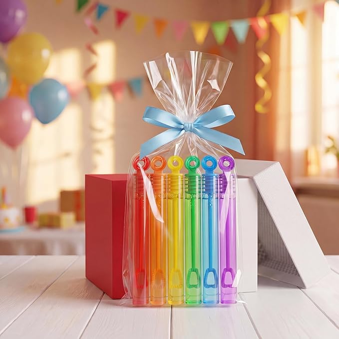Lunmon 120 Pcs Rainbow Mini Bubble Wands Bulk Neon Bubble Party Favors Toys Gift for Kids Toddler, Summer Beach Pool Birthday Party Supplies, Goodie Bag Stuffer Fillers, Outdoor Event Classroom Prizes