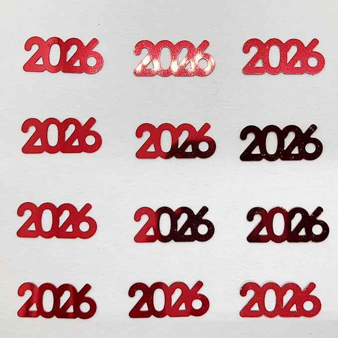 Confetti Year 2026 Red - 3 Half Oz Bags (1.5 oz) #7345 Q03
